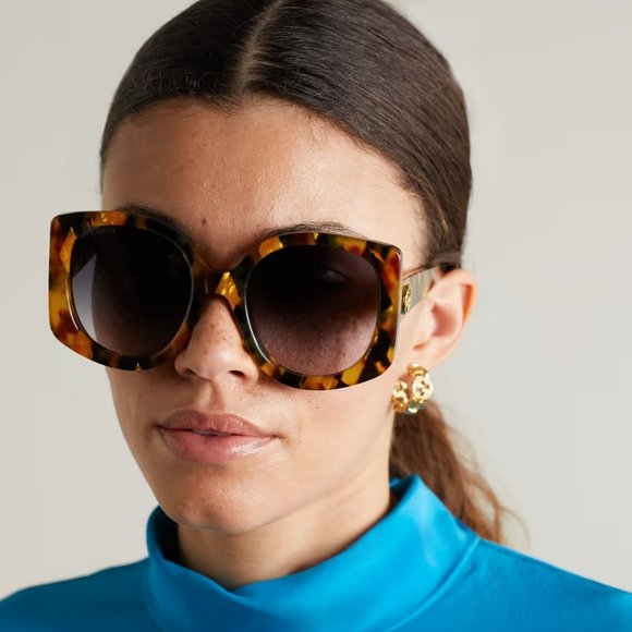 Gucci GG1257S 004 Sunglasses Havana Gradient Blue Butterfly Oversized Women main image 7